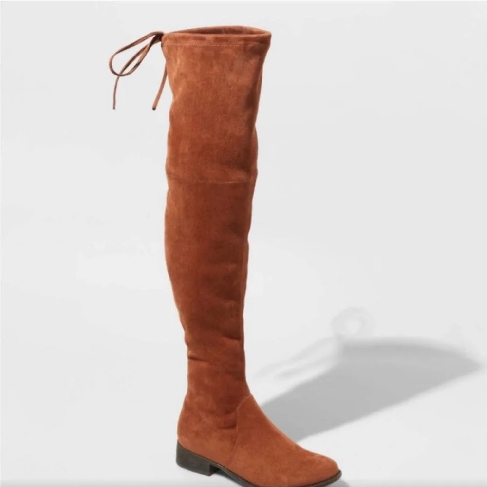 BLACK MICROSUEDE OTK BOOTS